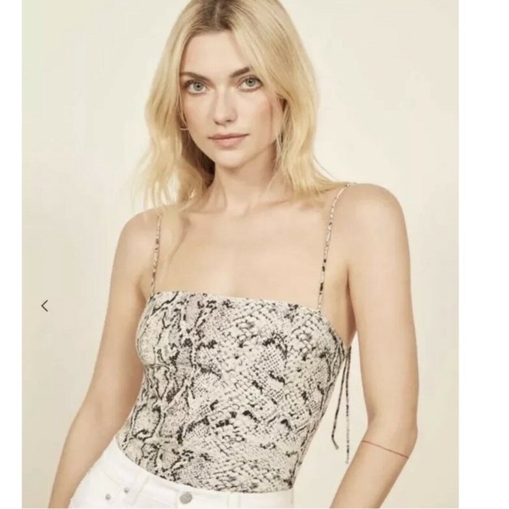 Reformation snake print fitted tank top